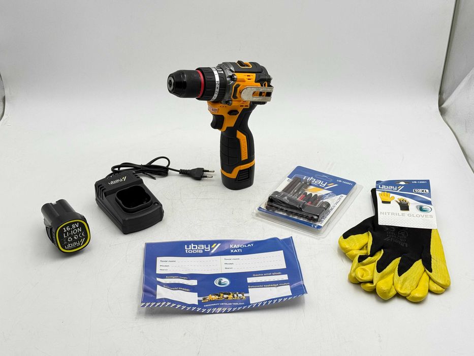 Шуруповерт аккумуляторный UB-CD1015C | 16.8В | 2 АКБ  45 Н·м