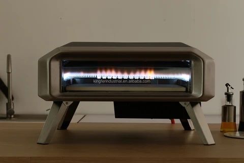 пещ за пици 40см отвор професионална на газ с ротационна подложка