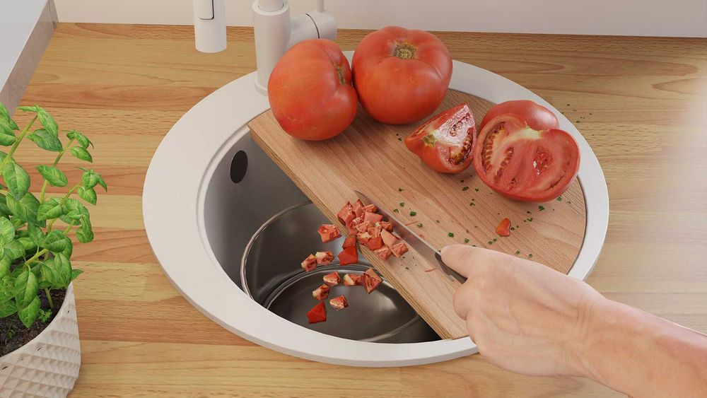 Бяла кръгла кухненска мивка от гранит Пиза 45 Top 500 x 500 мм