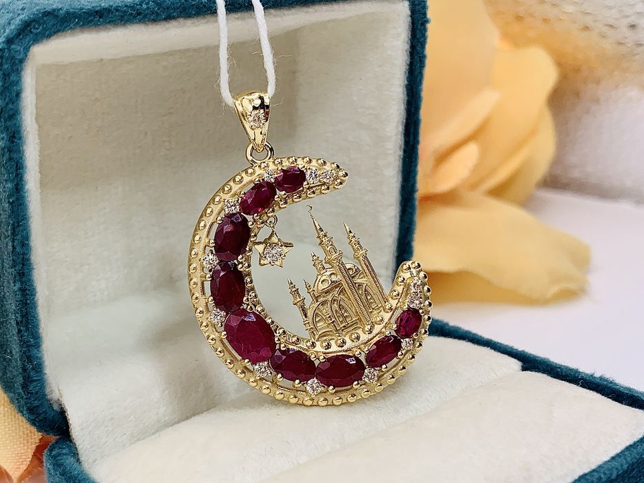Дизайнерский золотой кулон – Мусульманский полумесяц