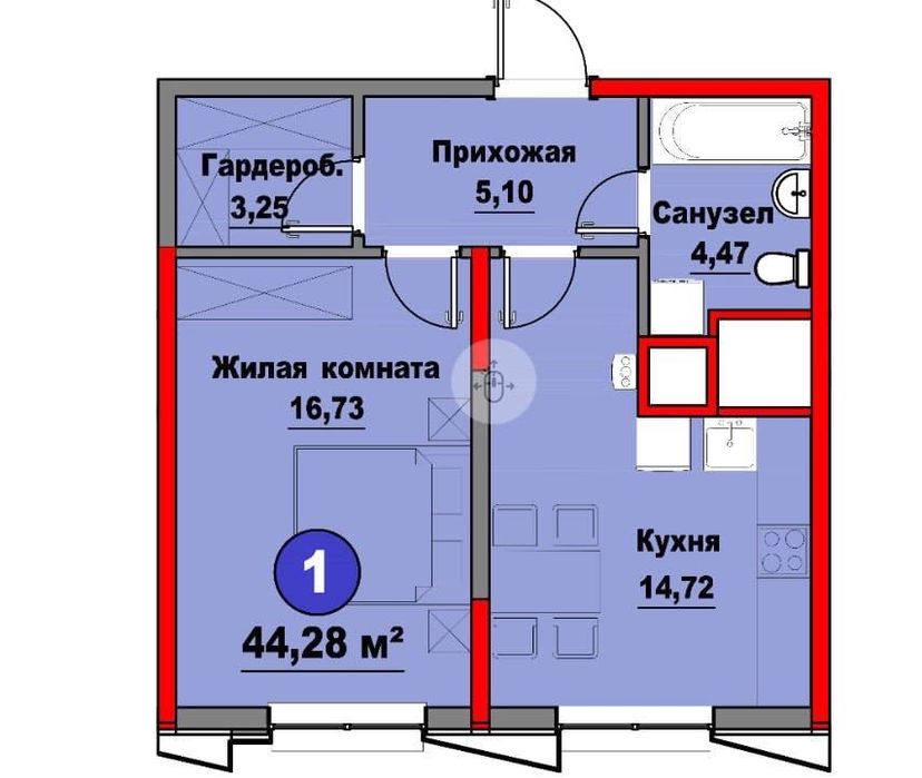 Квартира Ж/К Regnum Plaza 1/2/10 45 м2