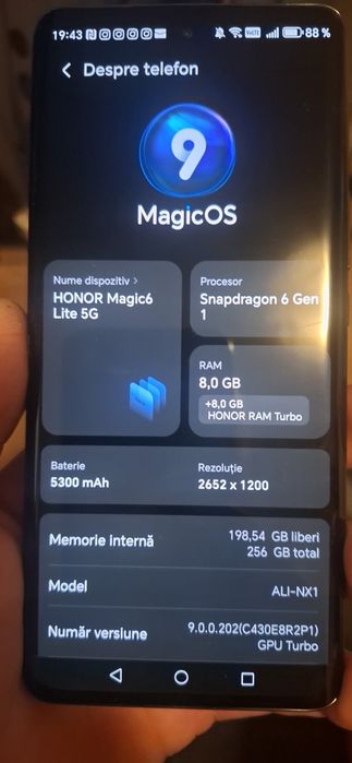 Honor magic6 de vanzare in stare execelenta de functionaree functionare