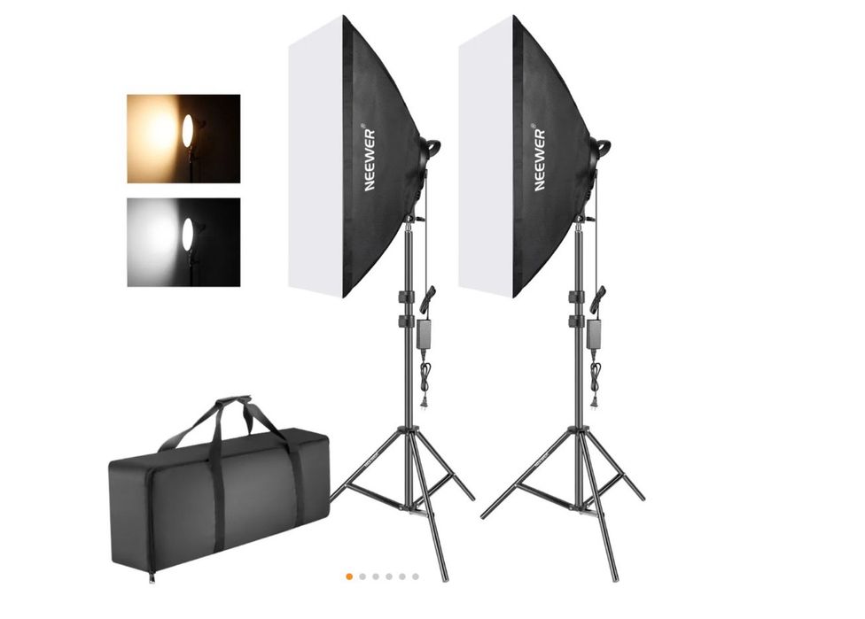 Kit 2 lampi LED + 2 stative + 2 softboxuri