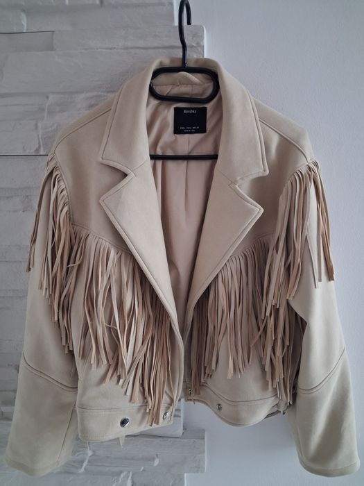 Велурено яке с ресни BERSHKA