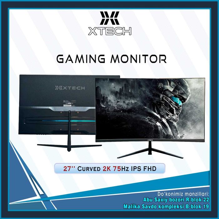XTECH Monitor 27"IPS FHD RGB color (Curved- FLAT)