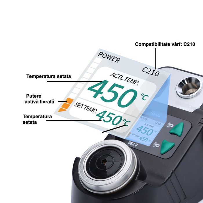 Statie de lipit YIHUA 982 V compatibila cu varfuri JBC C210