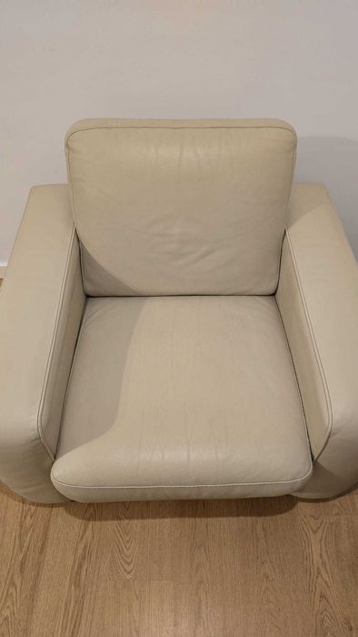 Canapea piele naturala extensibila Mobexpert + fotoliu + taburet gama POLO