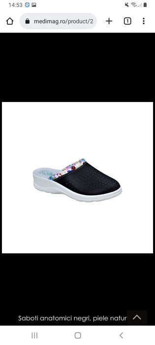 Saboti anatomici negri, piele naturala, mărimea 39