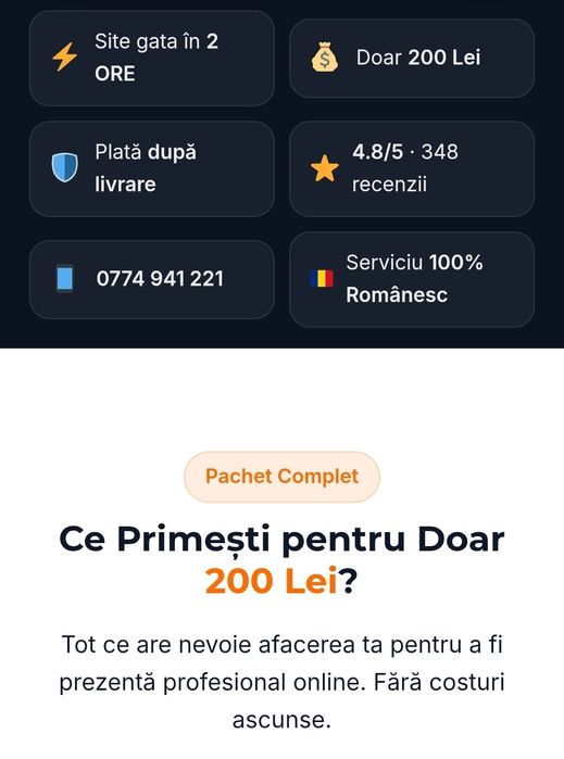 Creare Site de Prezentare | Fără Avans, Plătești la Final | Doar 200 Lei