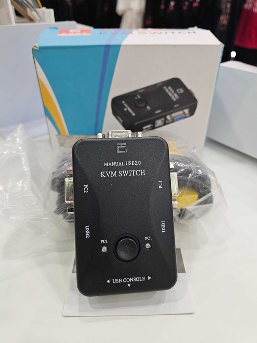2-портов VGA USB KVM превключвател – управлявайте два компютъра