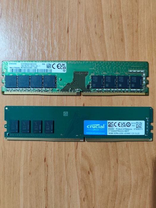 Kit RAM DDR4 32 Gb Dual channel Samsung + Crucial 3200 MHz