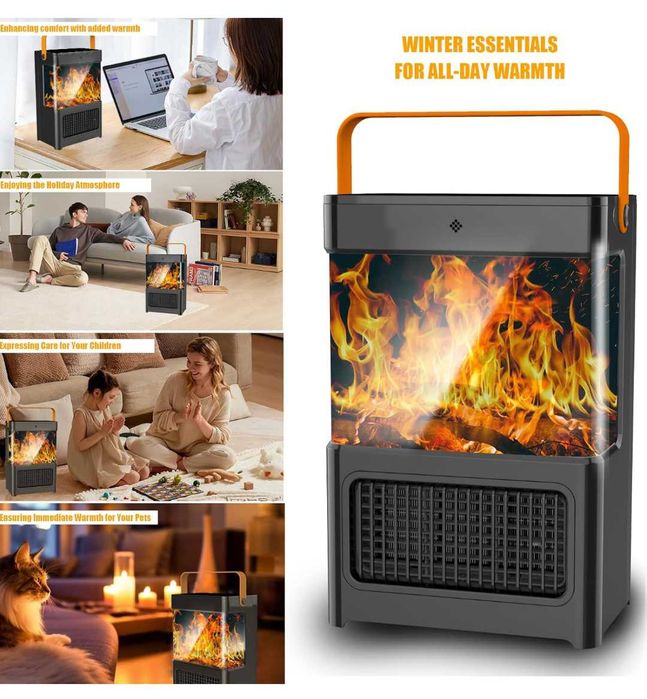 Анимирана камина 3D с керамичен нагревател с вентилатор 2200W Клас А