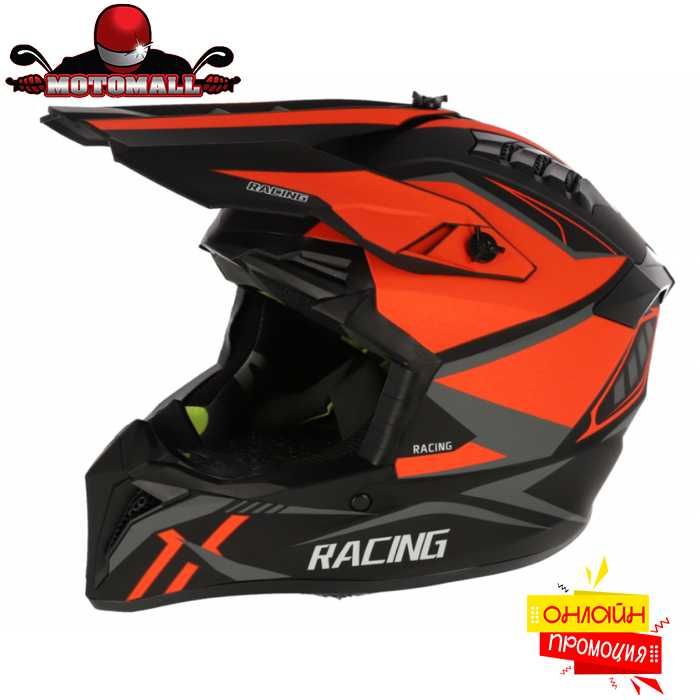 Каска мото крос 127 - BLACK ORANGE 2