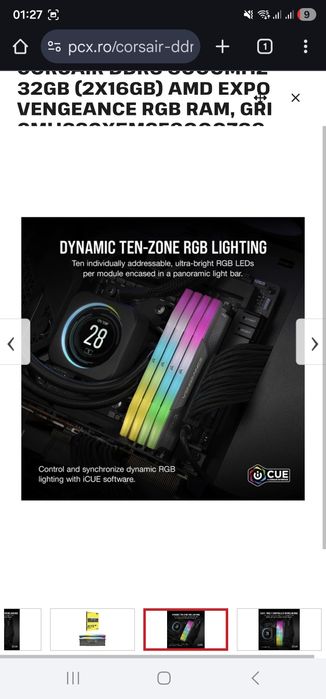 Memorie Corsair Vengeance RGB AMD EXPO 32GB DDR5 6000MHz CL 36 Dual Ch