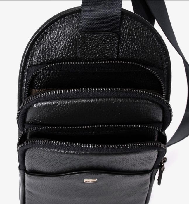 Мъжка чанта през рамо ENZO NORI  естествена кожа черен