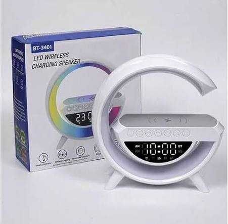 Boxa Portabila Multifunctionala 3in1 BT-3401, Incarcare Wireless, Ceas digital, LED, USB, Bluetooth