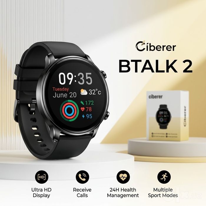Умные смарт-часы Ciberer BTALK 2 (AMOLED дисплей, звонки).