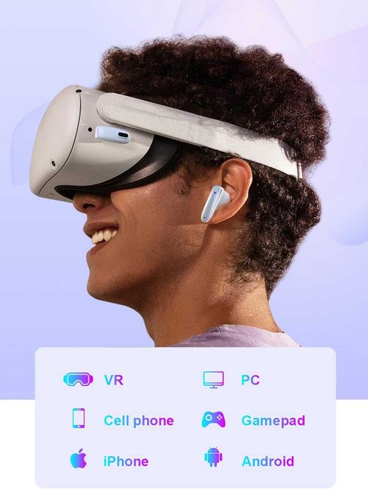Căști wireless eppfun Bt 5.2 VR Gaming pentru Meta Quest 2, dongle wireless USB-C 2.4GHz,sigilat