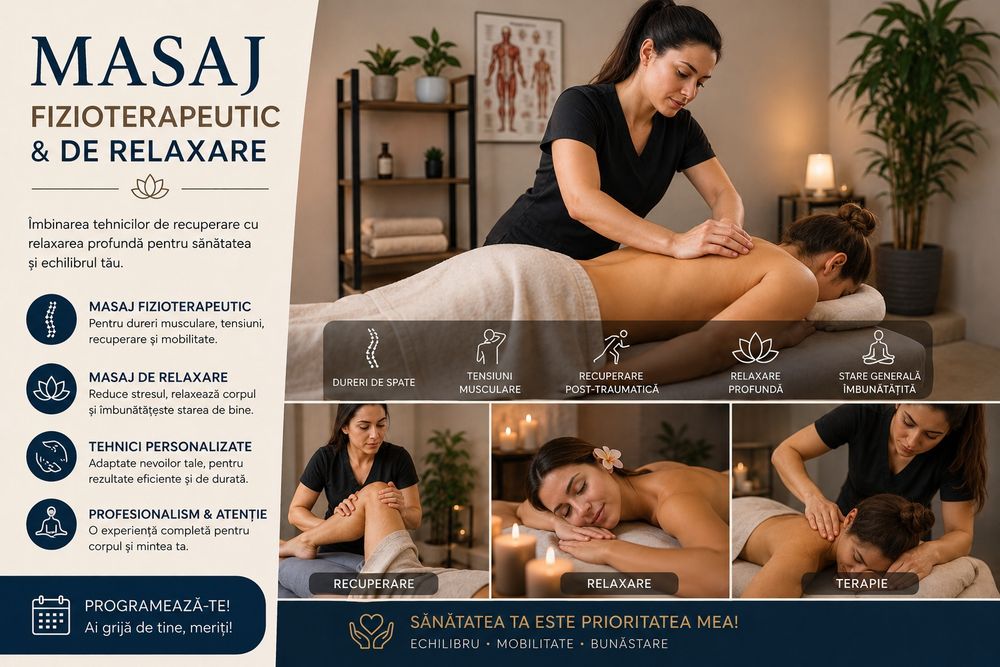 FIZIOTERAPEUT -Recuperare  și Masaj de relaxare