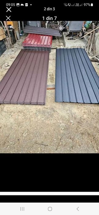 Tablă Cutata colorat și zincat Dimensiuni 190/90/0.2 maro 10 lei m