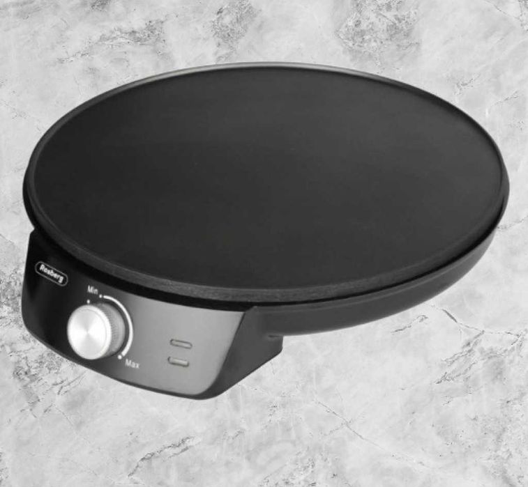 Уред за палачинки Rosberg, 1200W\30см., Терморегулатор, Черен