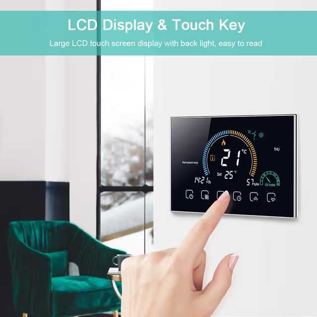 Termostat centrala Wi-Fi BHT-8000 Touchscreen, control vocal, Meteo