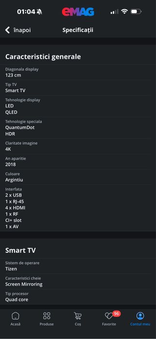 Vand tv samsung 123cm