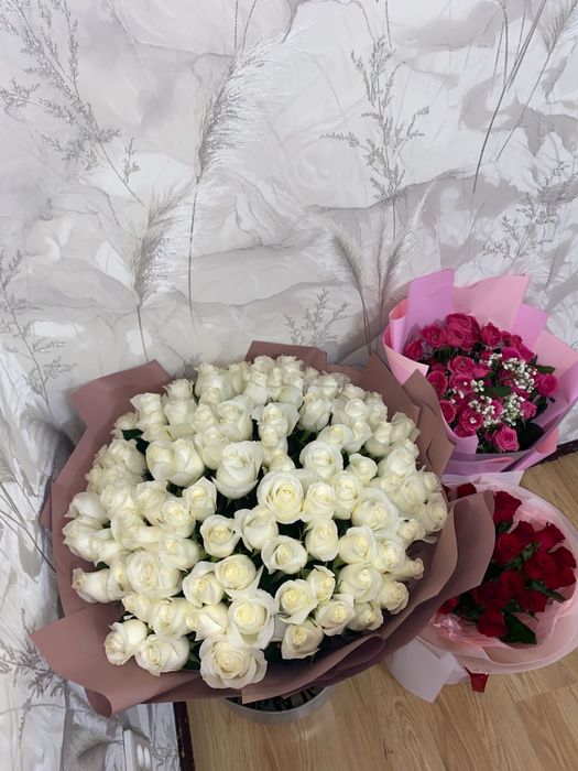 Цветы белый роза 101 штук