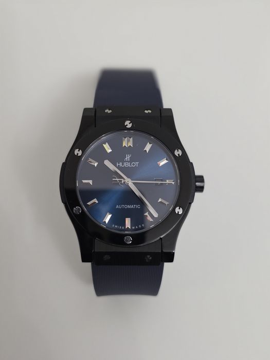 Hublot Classic Fusion Blue Ceramic Black Dial Black Rubber Strap 42mm