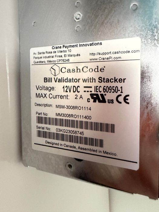 Acceptatoare bancnote CashCode cu stacker, complet reconditionat