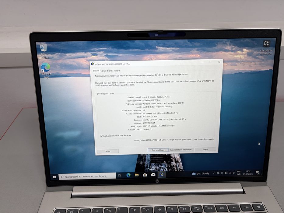 Hp ProBook 440 G11, ecran 14” Core Uktra 5-125U, SSD 512, RAM 16 GB