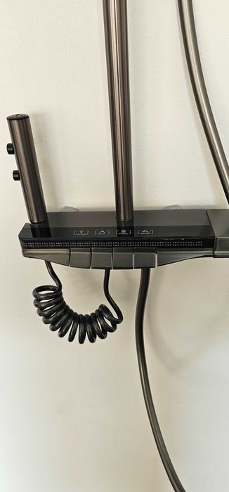 Set Dus Baterie SMART Afisaj LED cu Sticla Gri Antracit/Alb-Chrome