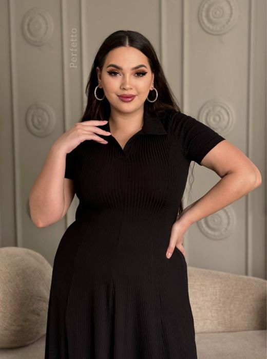 Черное повседневное платье