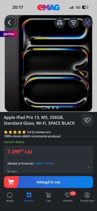 Ipad 13 M5 256GB Wi-Fi + Cellular, nou, sigilat