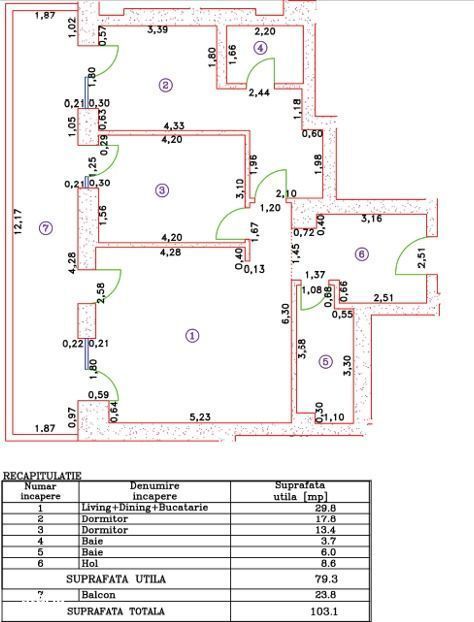 Apartament 3 camere de închiriat – Cortina 126 | Balcon generos