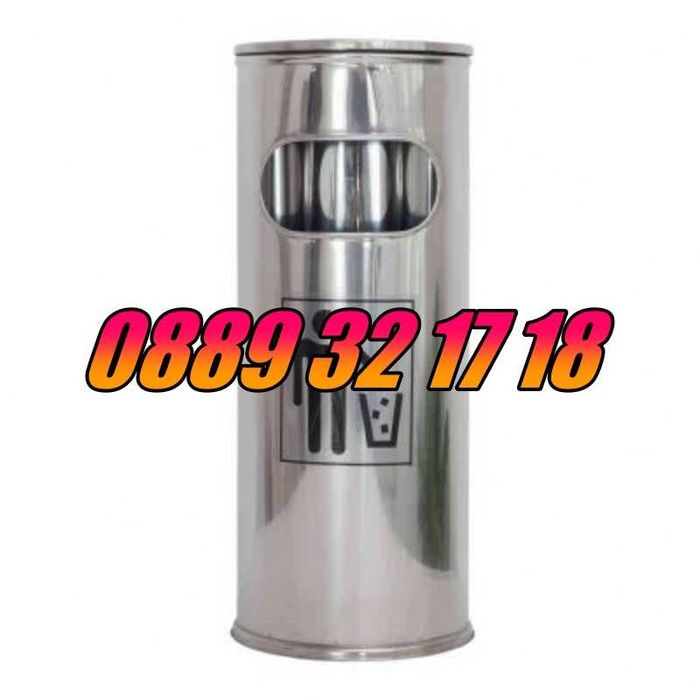 Иноксов външен пепелник, кошче за боклук с пепелник /3 размера/