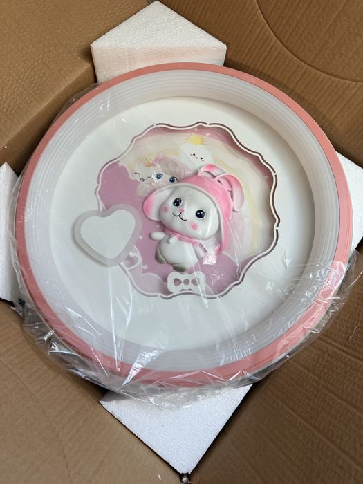 Plafonieră LED model iepuraș, 70W +70W, Alb/Roz