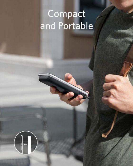 Anker PowerCore+ 10000, 18W, PD USB батерия, с интегриран кабел USB-C