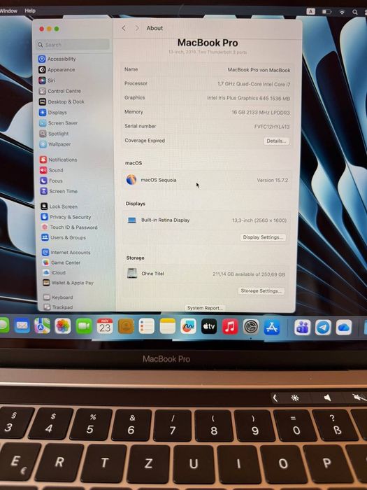 MacBook Pro 2019 i7/16/256 13 inch
