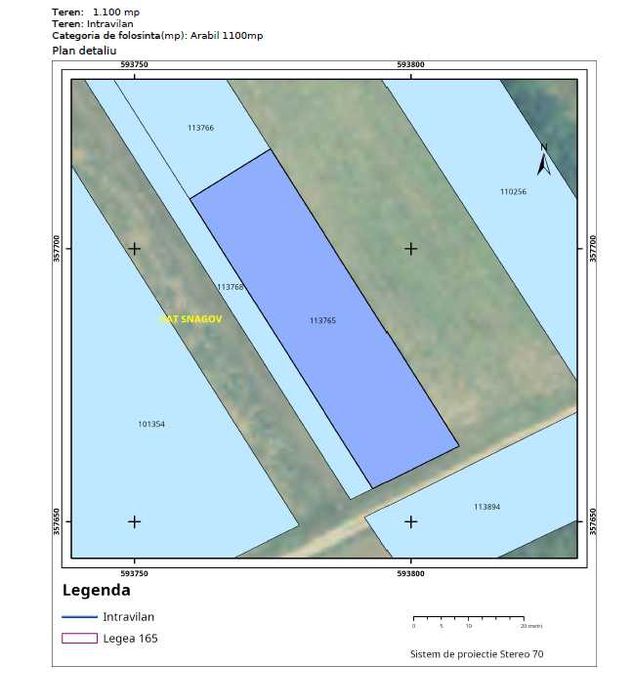 Teren intravilan Snagov – 1.100 mp, lângă pădure și lac, cu gaze și curent