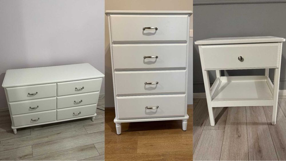 Set mobilier alb Ikea: Comoda 4 sertare + Comoda 6 sertare + Noptiera