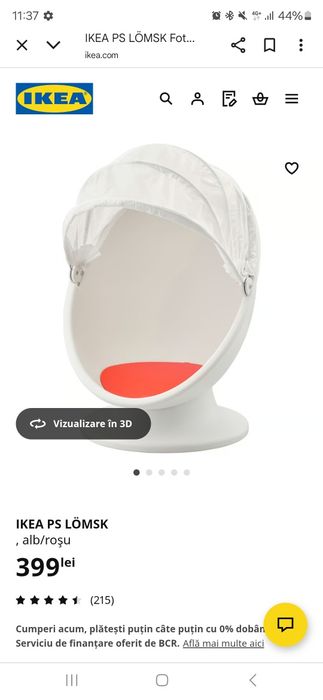 Fotoliu rotativ pentru copii - alb, roşu - IKEA PS LÖMSK