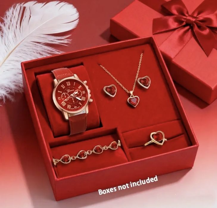 Комплект часовник,колие,обеци,гривна и пръстен