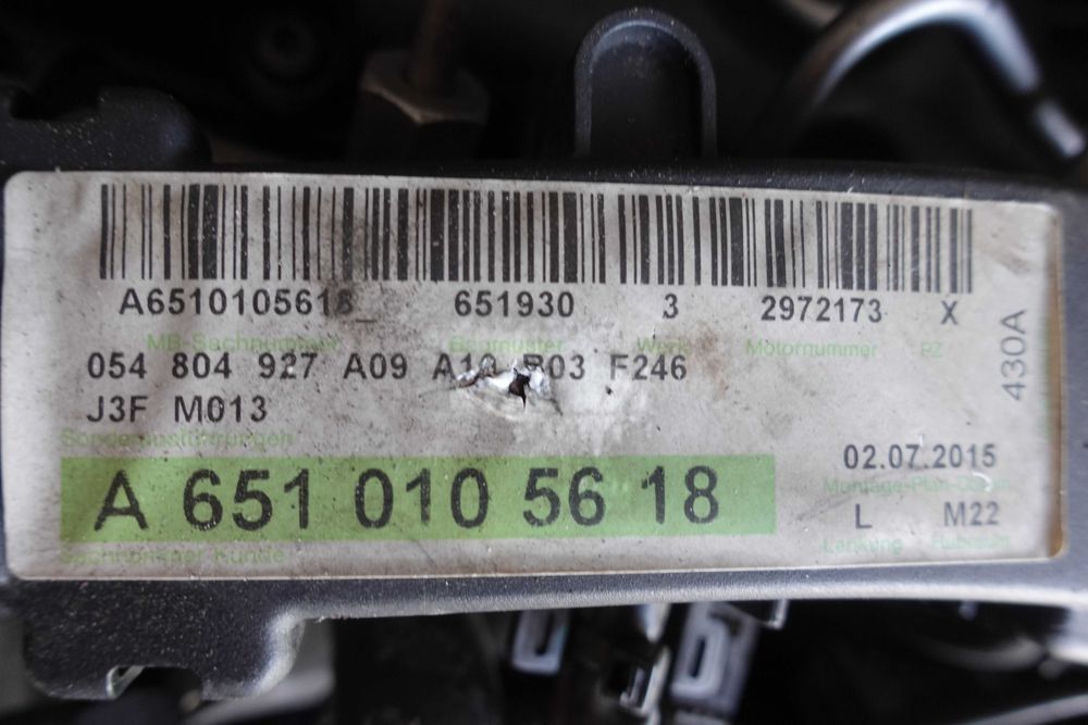 Motor 2,2CDI*651930*MercedesCLA*,A220,GLA,etc 125Kw/170Cp2015Euro6 CuAnexe&CutieVitManuala2463605500Rulaj126.000kmImportFranta