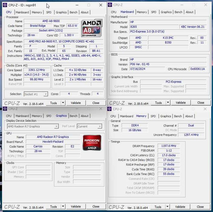 HP EliteDesk 705 G3 Small Form Factor PC AMD A8-9600 PRO R7 AM4 DDR4