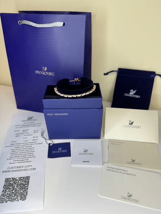 Позлатена Гривна Swarovski Matrix Tennis – Кристали и Zirconia