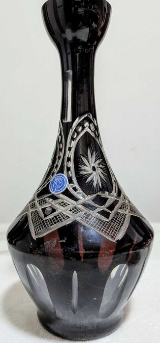 Serviciu cristal rubin BUZĂU PERLA LUX –carafă +dop sticla+cupă+pahare