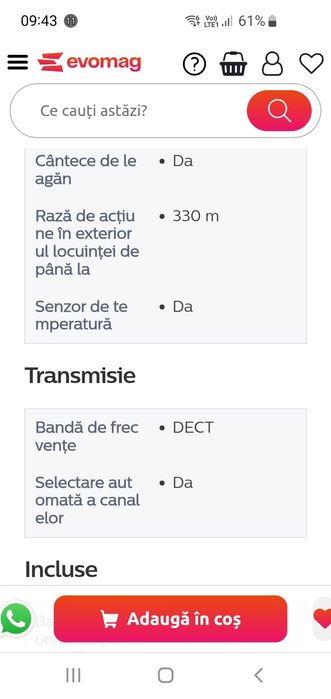 Set  statii bebe /Monitor audio PHILIPS AVENT Baby DECT SCD715/52,în g
