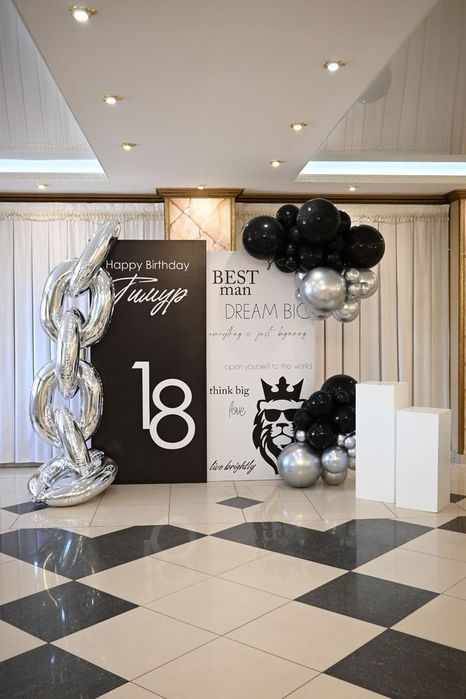 Оформление фото зоны шарами  .