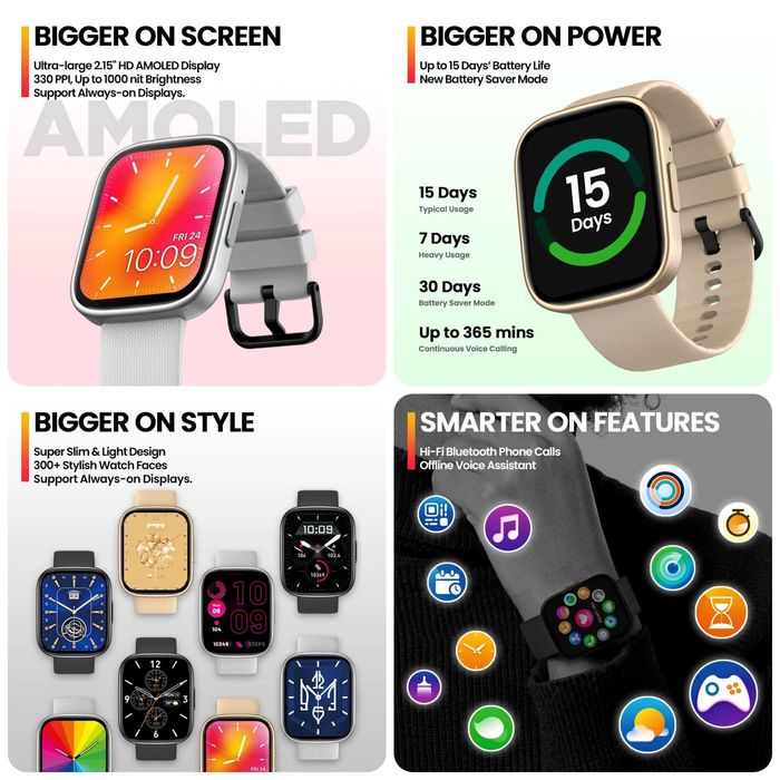 Смарт часовник Zeblaze GTS 3 PLUS, 2.15'',Разговори,Водоуст. Сив НОВ